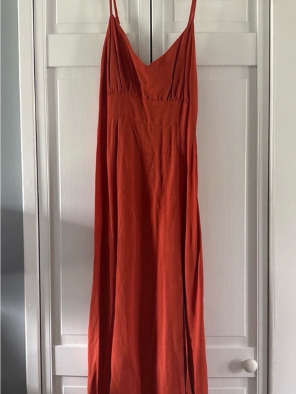 Rust Red Slip Midi Dress with adjust Spaghetti Straps
